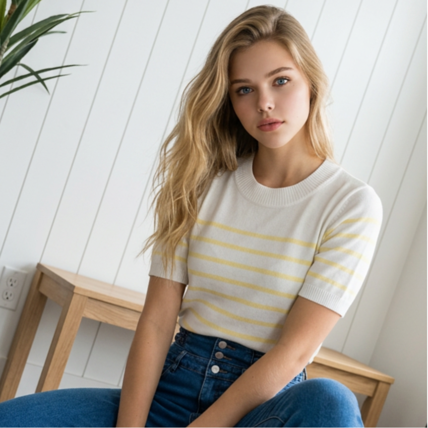 T-shirt rayé Aria jaune