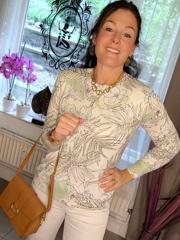 Pull Lulu vert/blanc