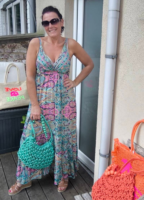 Robe soie Salima vert d'eau