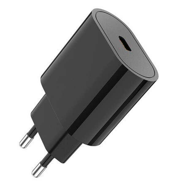 Lader, Telefoon/Tablet, USB-C, 20W, zwart.