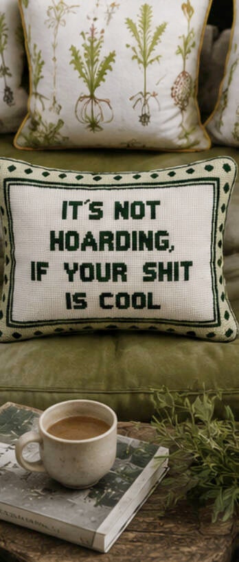 Customer selecting a personalized quote for a custom handmade needlepoint pillow design