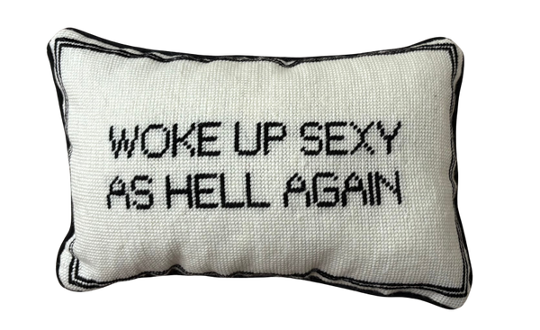 Handmade Needlepoint Pillow "Woke up"