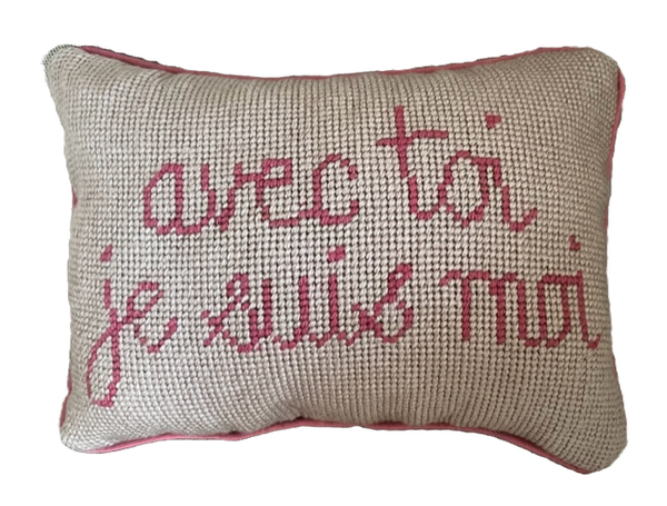 Handmade Needlepoint Pillow "Avec Toi"