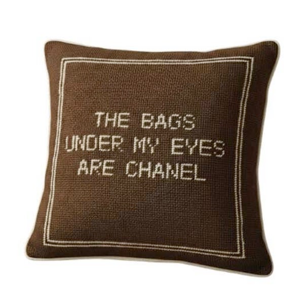 Handmade Needlepoint Pillow "The bags under my eyes"