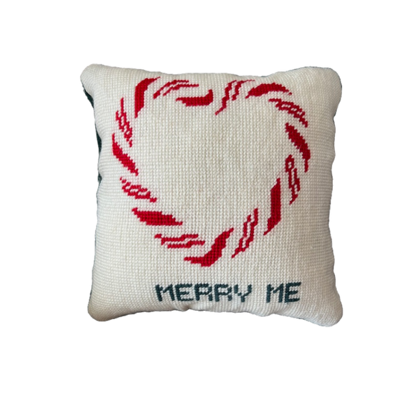 Handmade Needlepoint Pillow "Merry Me"
