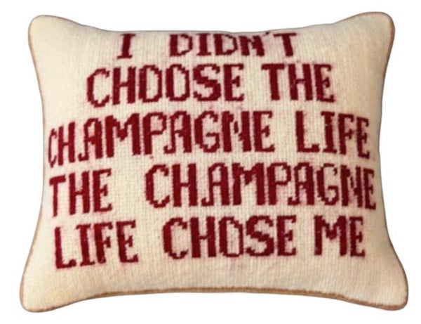 Handmade Needlepoint Pillow "Champagne Life"