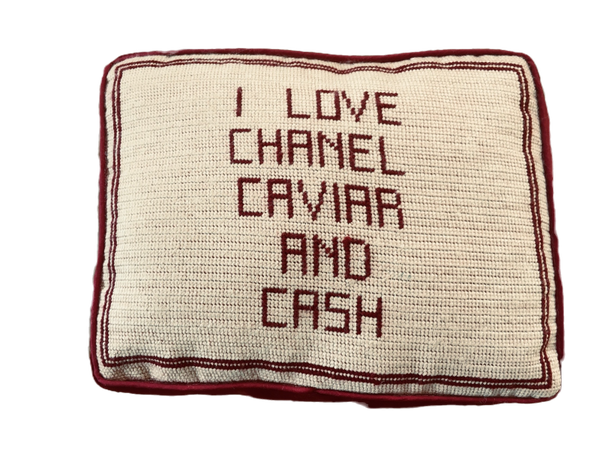 Handmade Needlepoint Pillow "I love ..."