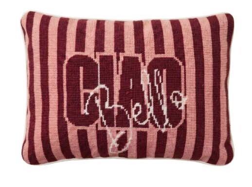 Handmade Needlepoint Pillow "Ciao Bello"