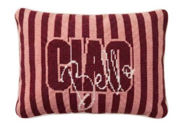 Handmade Needlepoint Pillow "Ciao Bello"