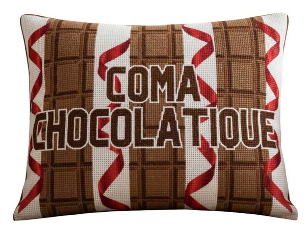 Handmade Needlepoint Pillow "Coma Chocolatique"