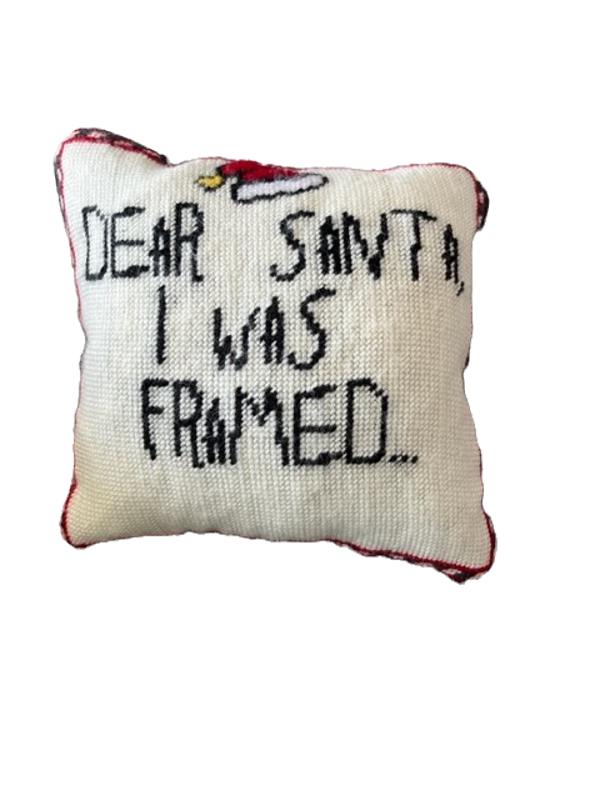 Handmade Needlepoint Pillow "Santa ...."