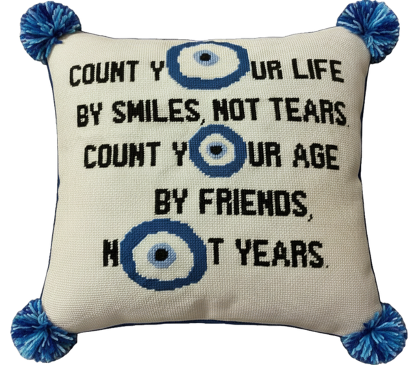 Handmade Needlepoint Pillow "Count your life""
