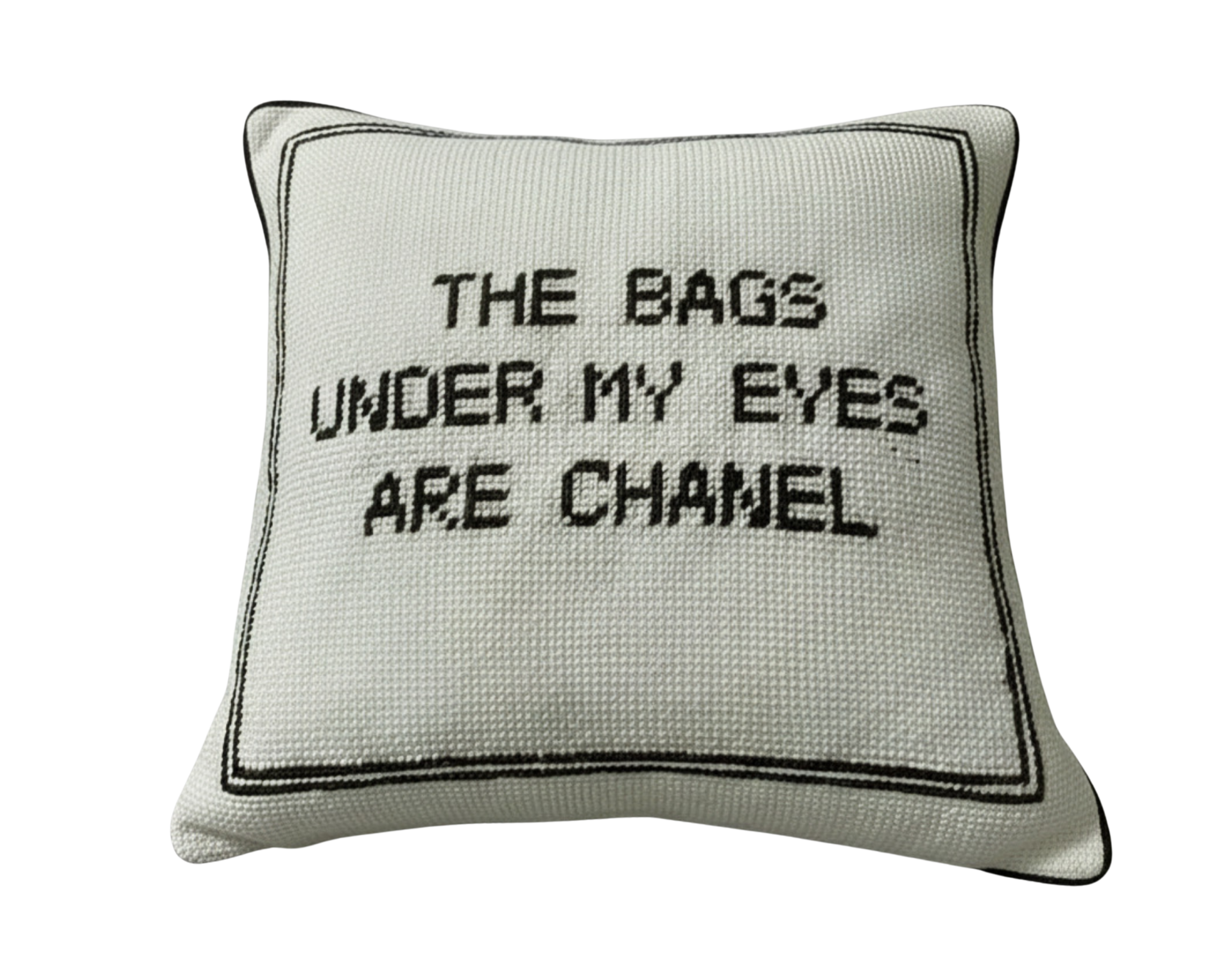 Handmade Needlepoint Pillow "The bags under my eyes"