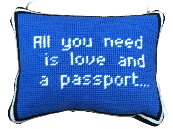 Handmade Needlepoint Pillow as a doorhanger  " All you need is... "