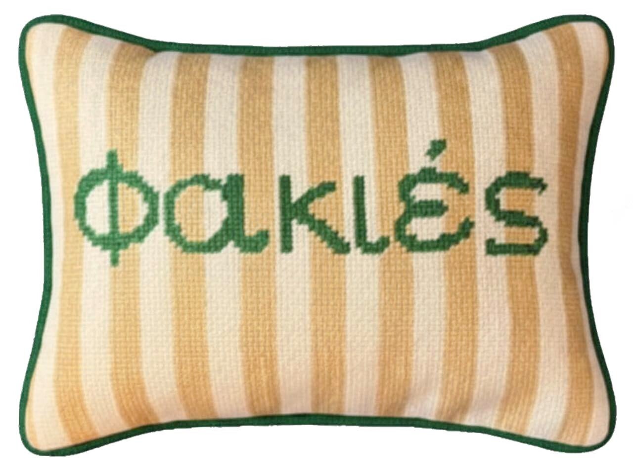 Handmade Needlepoint Pillow "ΦΑΚΙΕΣ"