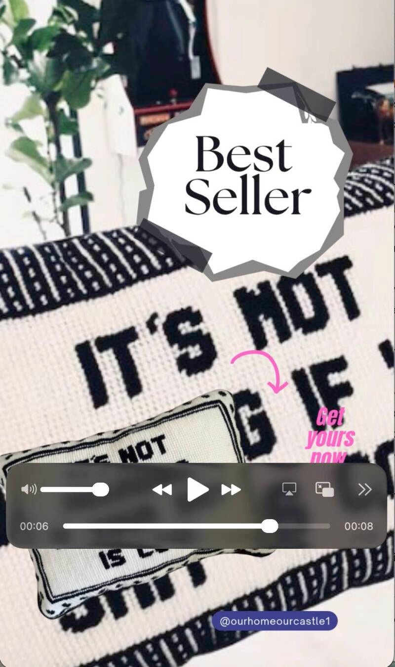Luxury personalized needlepoint decor styled for Instagram and Pinterest inspiration