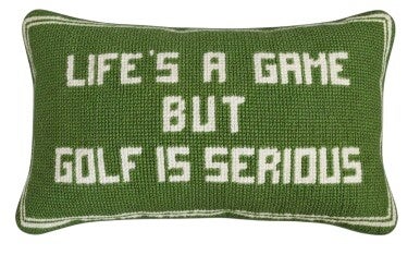 Handmade Needlepoint Pillow "Golf is Serious"