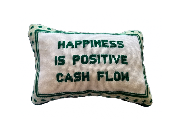 Handmade Needlepoint Pillow "Happiness"