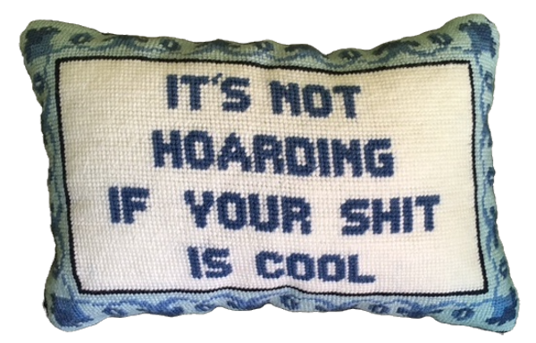 Handmade Needlepoint Pillow "Hoarding"