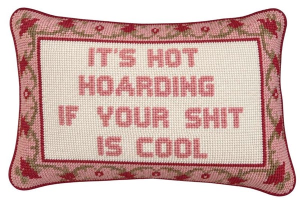 Handmade Needlepoint Pillow "Hoarding"