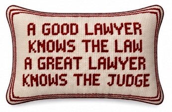 Handmade Needlepoint Pillow "A good lawyer"