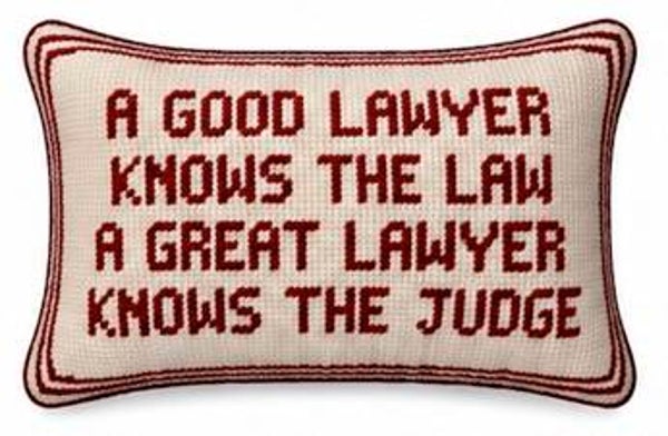 Handmade Needlepoint Pillow "A good lawyer"