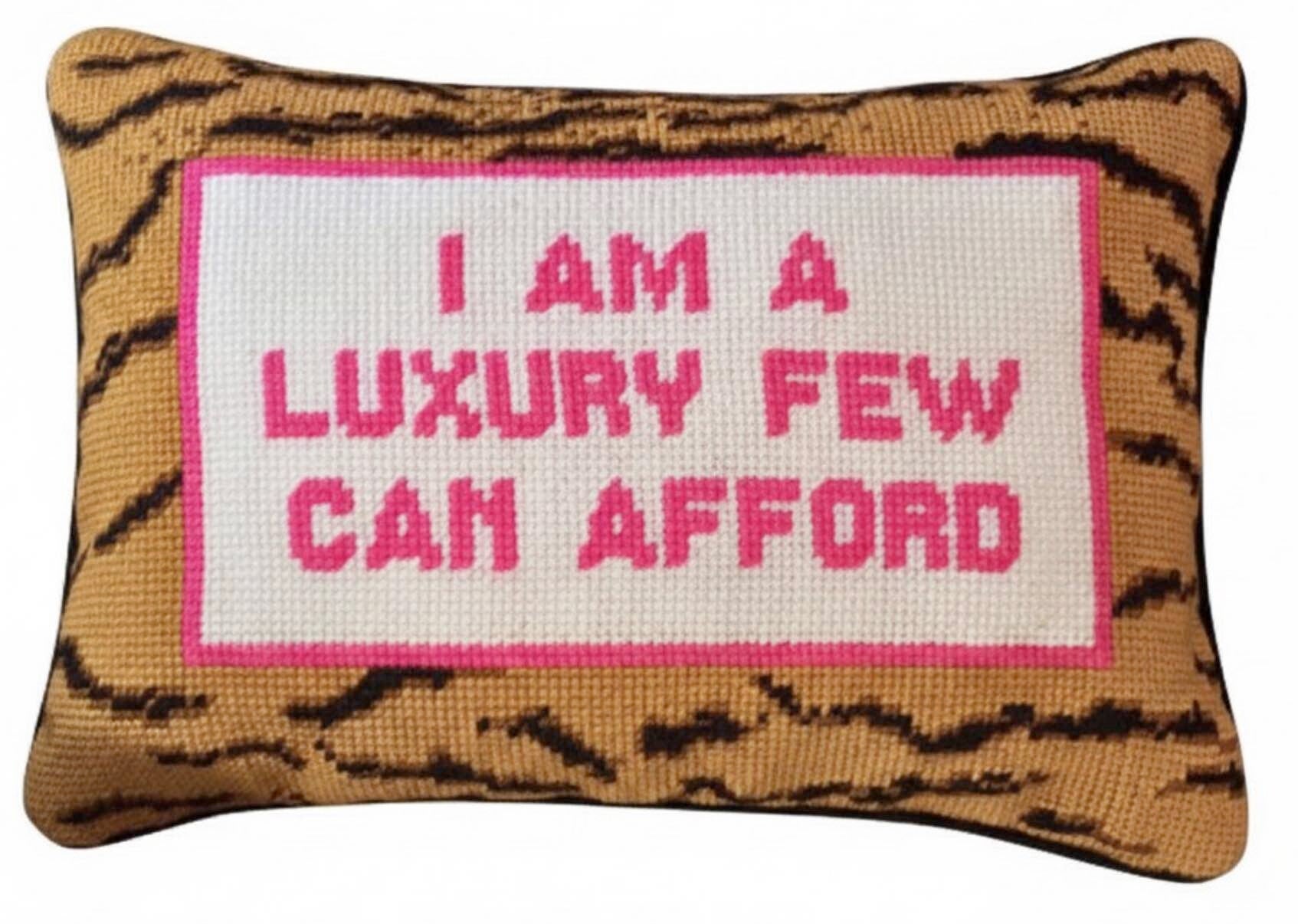 Handmade Needlepoint Pillow "I am a luxury"