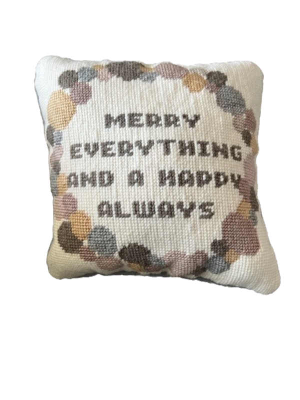 Handmade Needlepoint Pillow "Merry Everything "