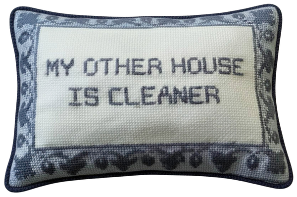 Handmade Needlepoint Pillow "My other house ..."