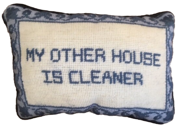 Handmade Needlepoint Pillow "My other house ..."