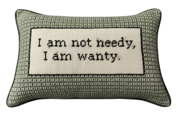 Handmade Needlepoint Pillow "I am not needy"
