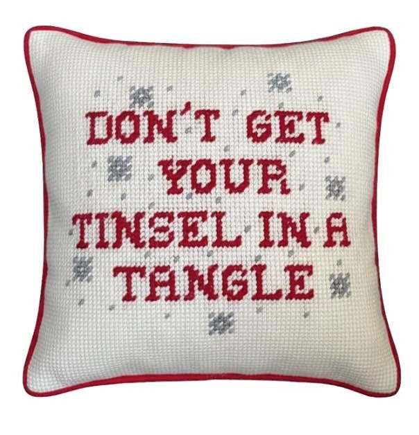 Handmade Needlepoint Pillow "Tinsel"