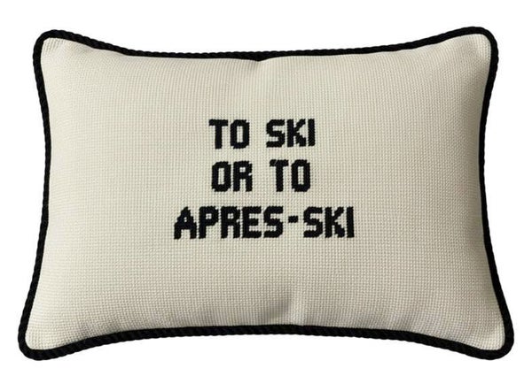 Handmade Needlepoint Pillow "To Ski"