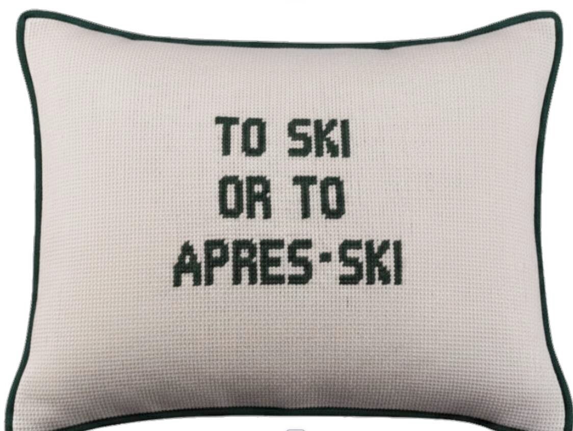 Handmade Needlepoint Pillow "To Ski"