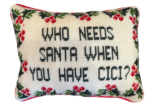 Handmade Needlepoint Pillow - Xmas Customization
