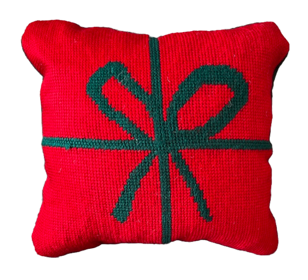 Handmade Needlepoint Pillow "Xmas Gift"