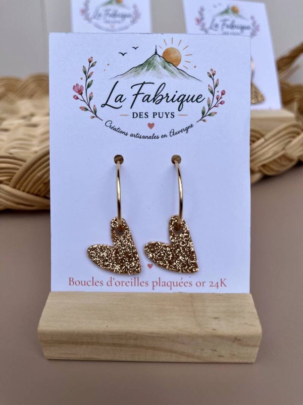 Soline - Boucles d'oreilles créoles plaquées à l'or fin 24 carats