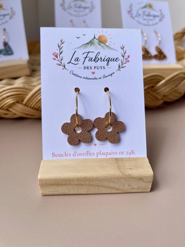 Ambre - Boucles oreilles créoles plaquée or fin 24 carats
