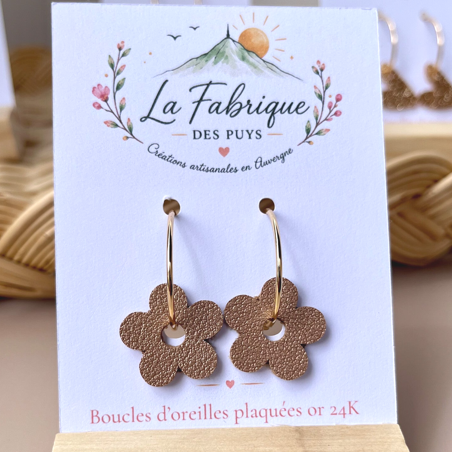 Ambre - Boucles oreilles créoles plaquée or fin 24 carats
