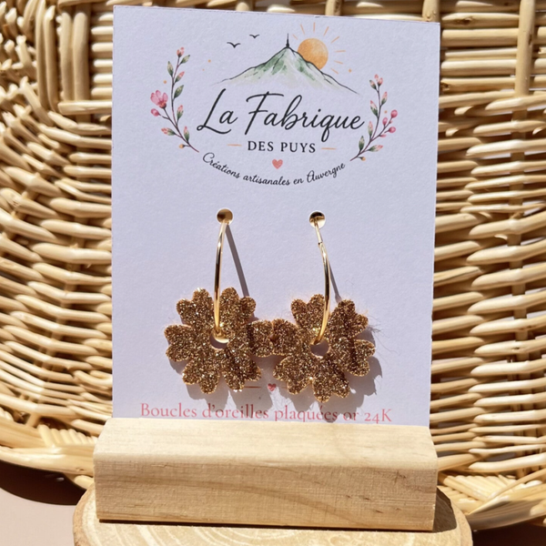 Cécile - Boucles d'oreilles créoles en feutrine pailletée
