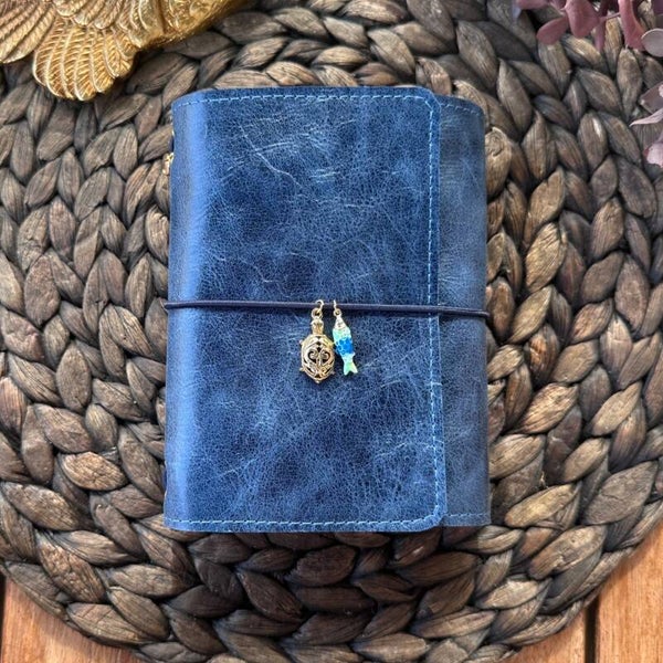 Mon petit carnet cuir lisse bleu nuit