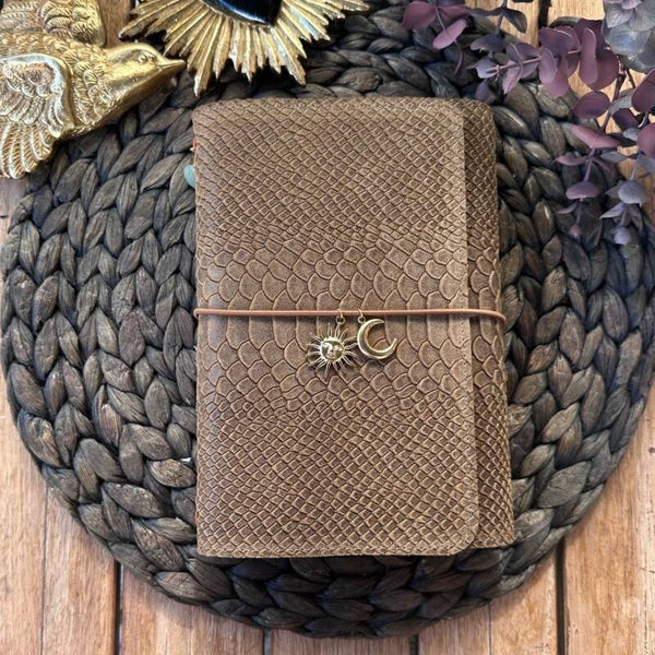 Mon grand carnet cuir suédé impression python tabac