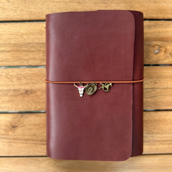 Mon grand carnet cuir lisse acajou