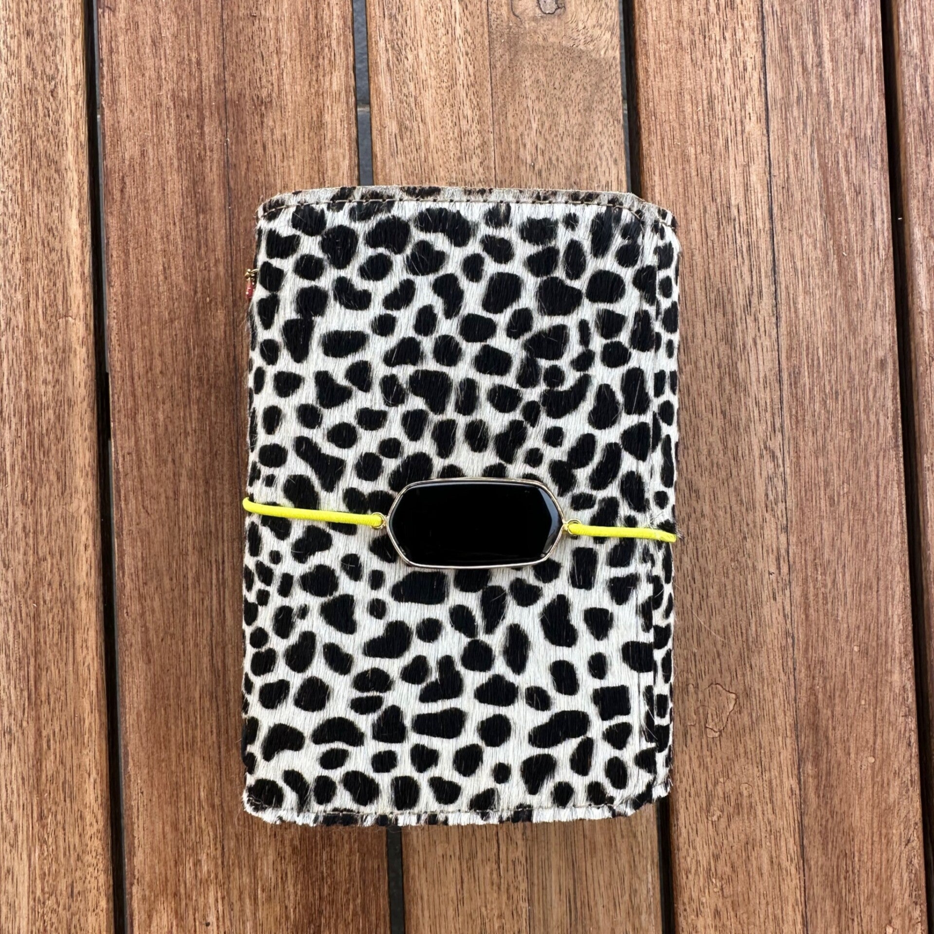 Mon petit carnet cuir poils guépard blanc/noir