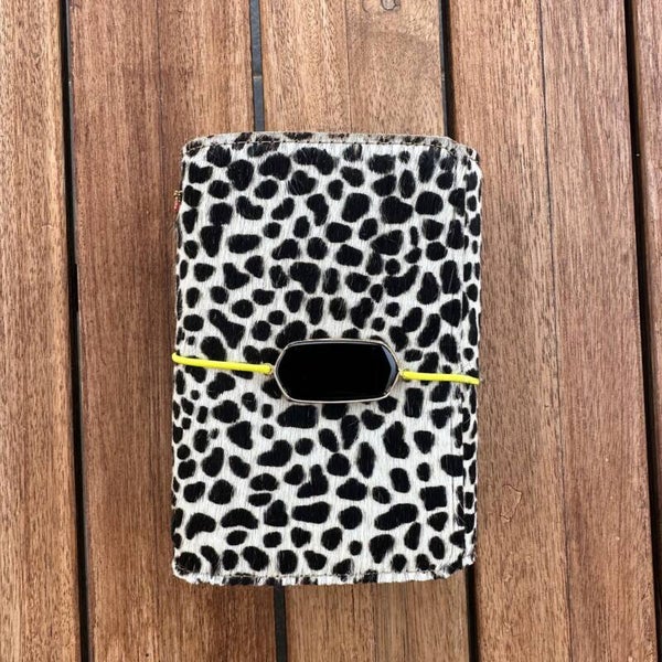 Mon petit carnet cuir poils guépard blanc/noir