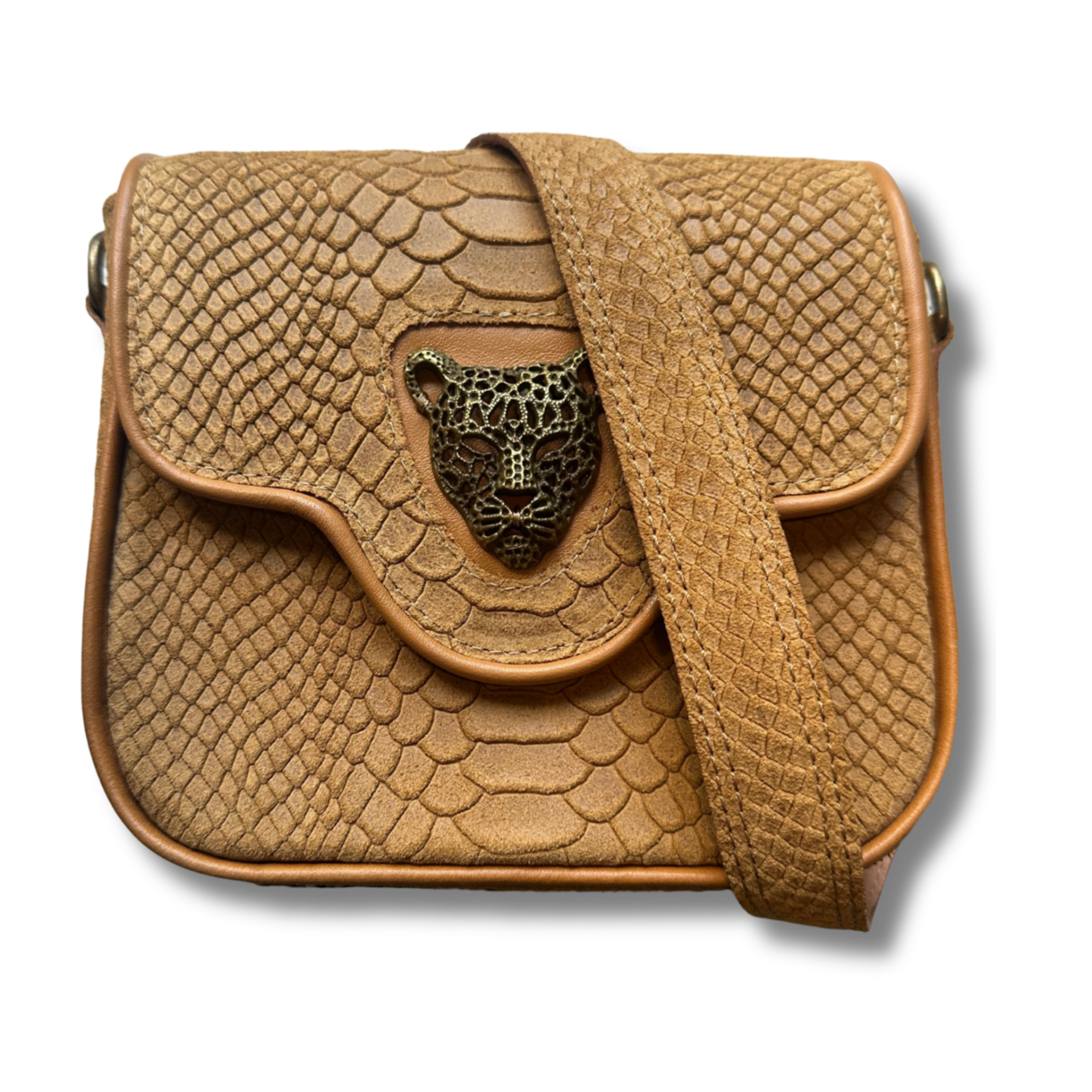 Sac ISEULT Cuir suédé embossé façon python camel