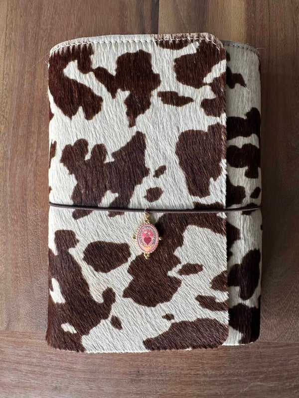 Mon grand carnet cuir poils impression vachette blanc/ébène