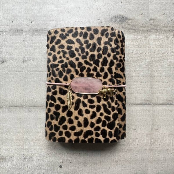 Mon petit carnet cuir poils impression guépard noir/beige