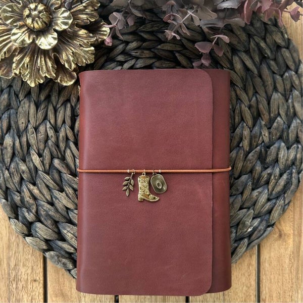 Mon grand carnet cuir lisse acajou