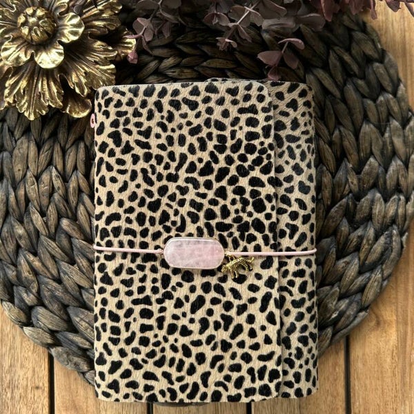 Mon grand carnet cuir poils impression guépard noir/beige